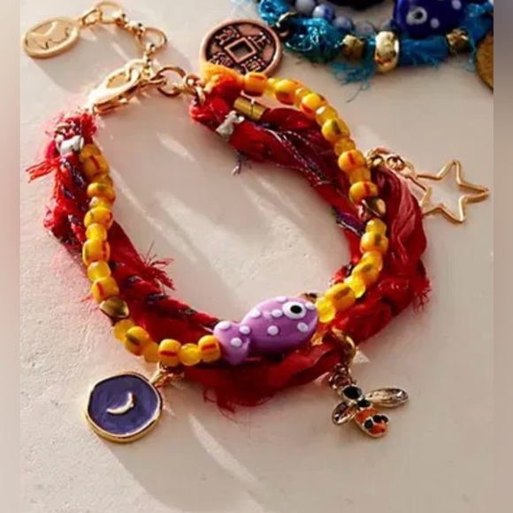 NWT Free People Ariana Ost Alina Bracelet in Red New $48 retail Jewelry - Picture 2 of 4